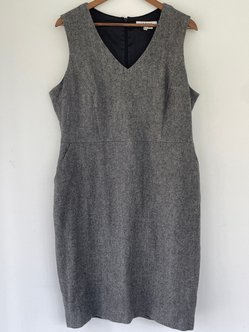 LK Bennett Gray V-Neck Midi Sheath Dress 14